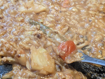 夏野菜チキンキーマカレーもんじゃ（完成）