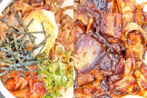 松屋の「牛ビビン丼」と「豚と茄子の辛味噌炒め定食」（2026年9月8日）